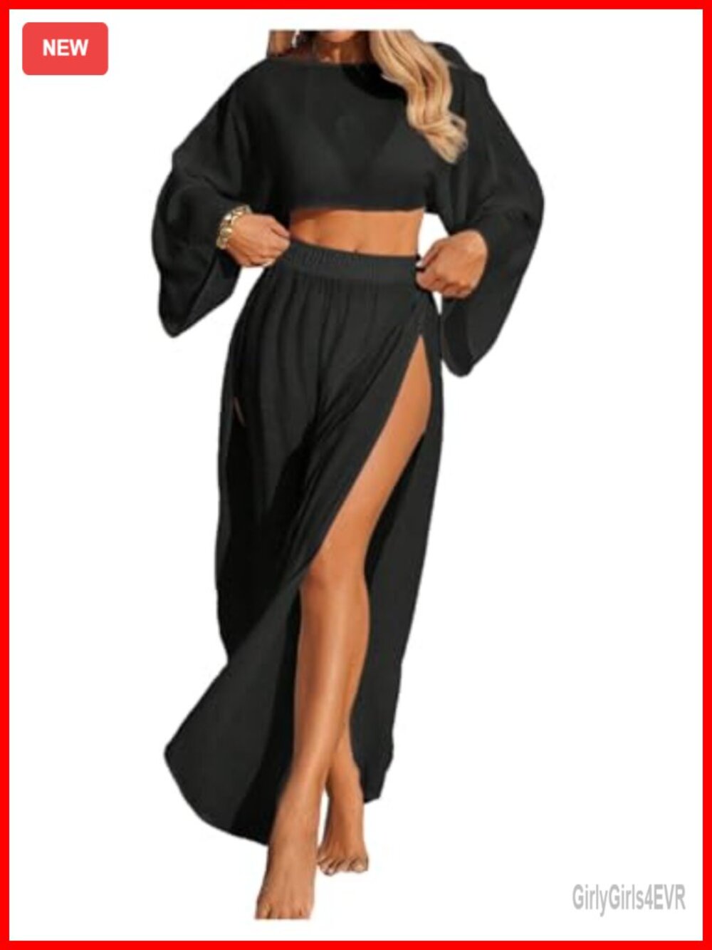 Two Piece Cover Up Set Off Shoulder Top Maxi Skirt Beach Swimwear